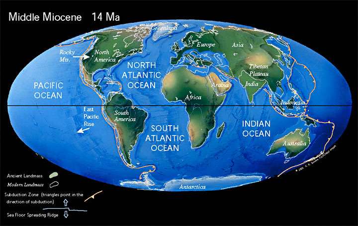 Figure 32.  The Middle Miocene World