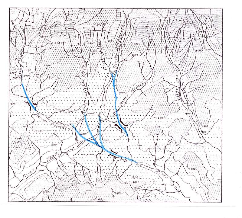 Figure 34.  The Ancestral River Cynon and its tributaries